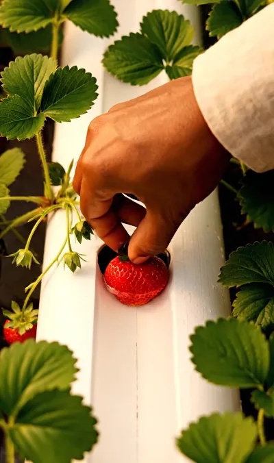 Ilustración: fresas verdes formando fruto
